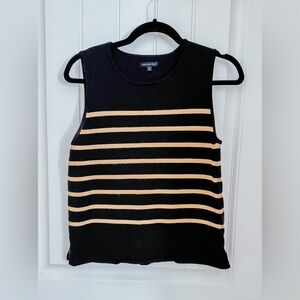 Who What Wear - Black and Tan Striped Sleeveless Top